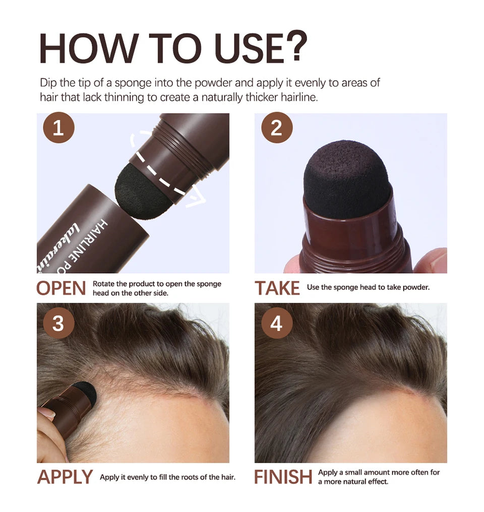 Hairline Shadow Powder Hair Waterproof Hairline Root Cover Up Natural Black Brown Eyebrow Contour Stick Repair Fill in Hair Tool - Smarsty