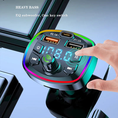 Car Bluetooth 5.0 FM Transmitter Wireless Adapter Mic Audio Receiver Auto MP3 Player 2.1A Dual USB Fast Charger Car Accessories - Smarsty