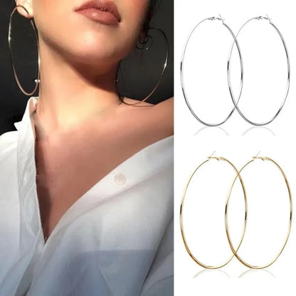 Stainless Steel Hoop Earrings Two Pair Adjustable Sizes - Smarsty