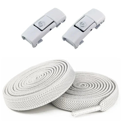 2Pairs Without Ties Elastic Laces No Tie Shoe Laces Press Lock Shoelaces Sneaker Kids Adult 8MM Widened Flat Shoelace for Shoes