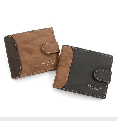 Men's Wallet with Hasp Business Card Holder Case Male Short Purse PU Leather Money Bag for Men Credit Card Wallets - Smarsty