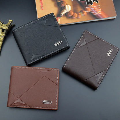 Men Short Bifold Faux Leather Masculina Billetera Credit ID Card Holder Wallet Billfold Purse Clutch Solid Hombre Business Slim - Smarsty