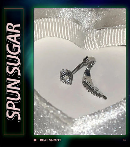 Stainless Steel Ear Cuff With Rhinestone Wing Sparkle - Smarsty