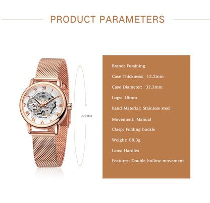 Luxury Skeleton Mechanical Women's Watch Stainless Steel - Smarsty