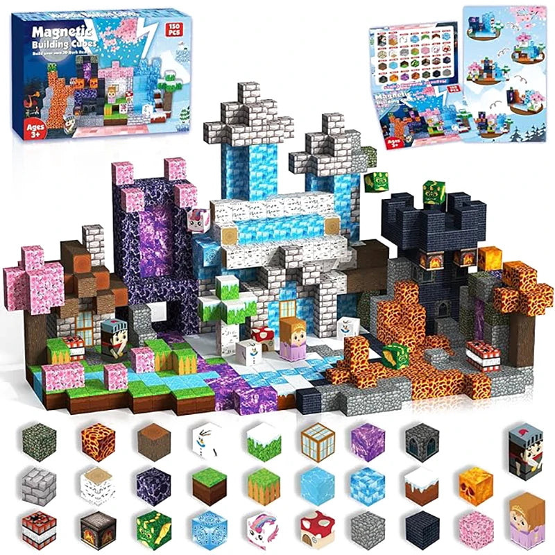 300pcs Warped Forest Magnetic Building Blocks Set, My World Figures Bricks, STEM Educational Toys for Kids, Gifts for Boys Girls