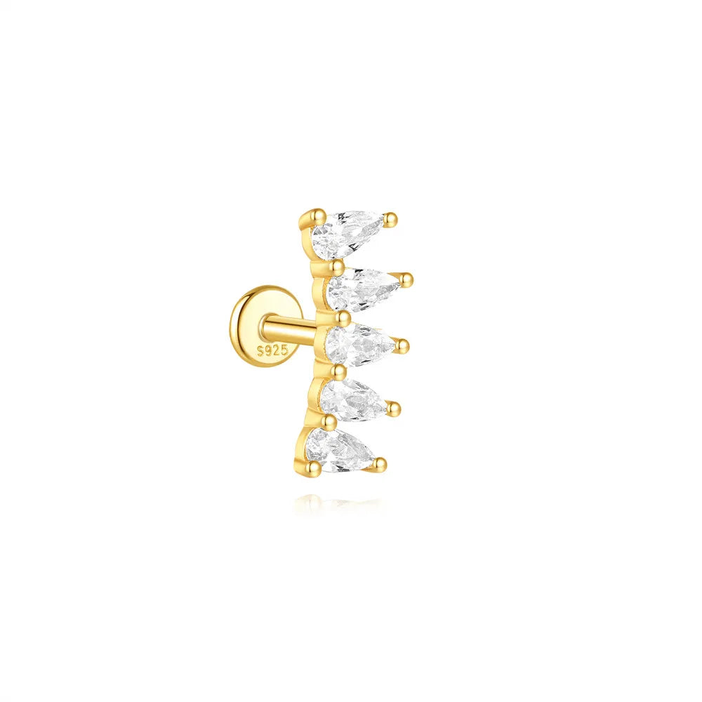 925 Sterling Silver Lotus Tassel Zircon Stud Earrings - Smarsty
