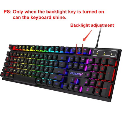Backlit Mechanical Keyboard Gaming Set With Mouse Bundle