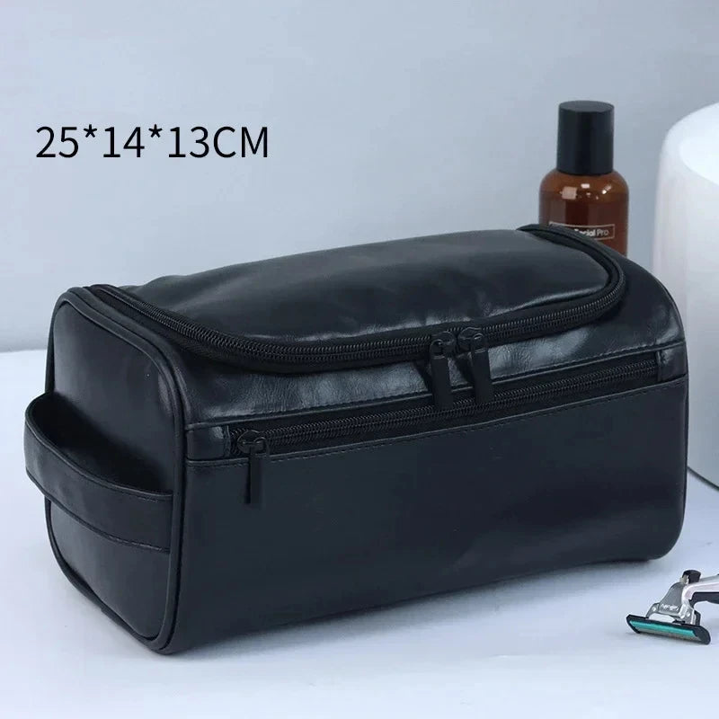 Leather Toiletry Bag for Men Women Dopp Kit Mens Hanging Toiletry Bag Travel Toiletry Bag for Traveling Large Cosmetic Bag for T - Smarsty