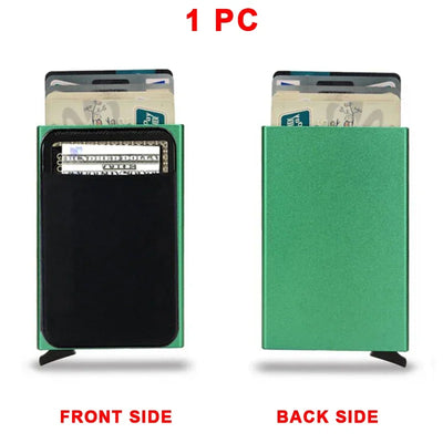 Rfid Smart Credit Card Holder Wallets Metal Slim Pop Up Minimalist Men Wallets Black Male Purse Money Bags Carteira Masculina - Smarsty