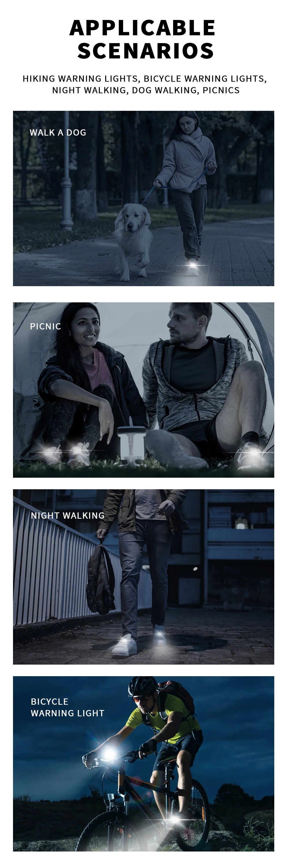 2pcs PVC LED Shoe Lights Charms Accessories for Night Rides, Walks & Dog Walks,Shoes Charms, 3 Lighting Modes