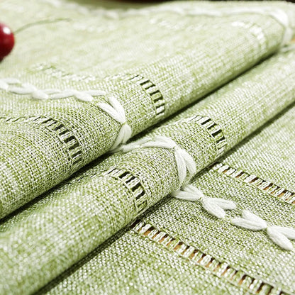 Boho Green Table Runner with Rustic Tassels - Smarsty