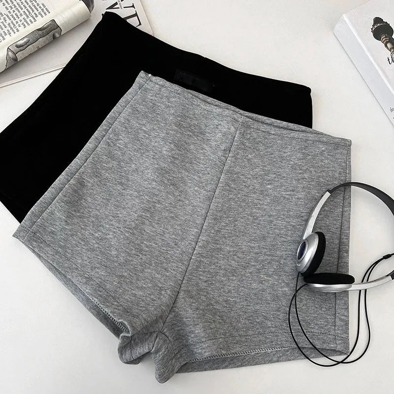 Summer basic solid color versatile shorts for women casual and elegant high-waisted slimming straight shorts - Smarsty