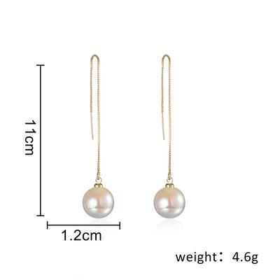 Pearl Long Earrings With Rhinestones For Wedding Fashion - Smarsty