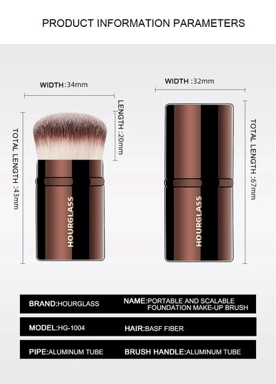 Hourglass Retractable Blush Brush with Soft Fiber Hair - Smarsty