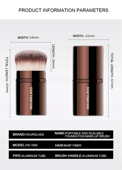 Hourglass Retractable Blush Brush with Soft Fiber Hair - Smarsty
