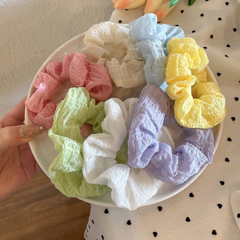Candy Color Hair Scrunchies Pack Soft No Damage Elastic - Smarsty
