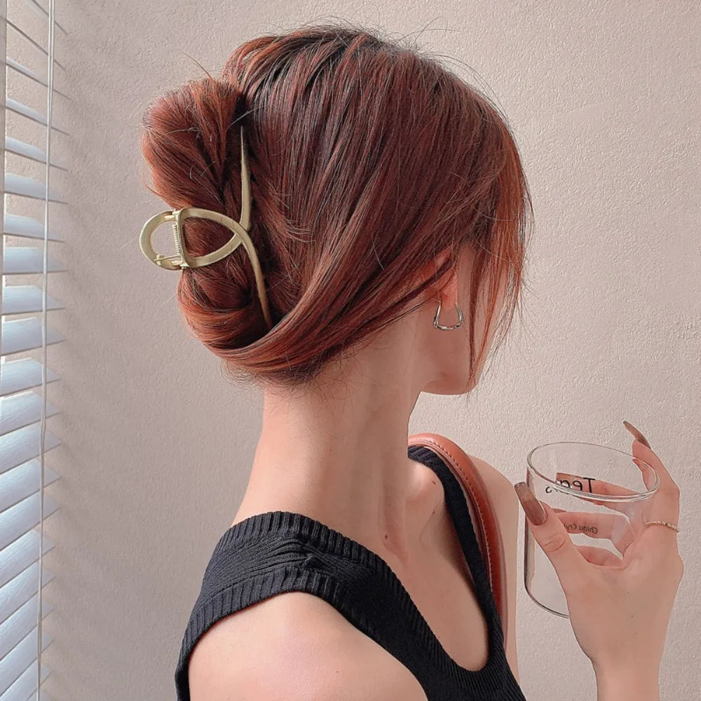 Gold Hollow Geometric Hair Clips for Stylish Women - Smarsty