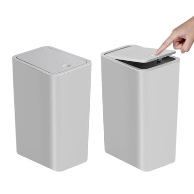 Bathroom Trash Can-10L Small Garbage Can with Press Top Lid for Toilet,Bedroom,Living Room – Plastic Wastebasket with Pop-up Lid - Smarsty