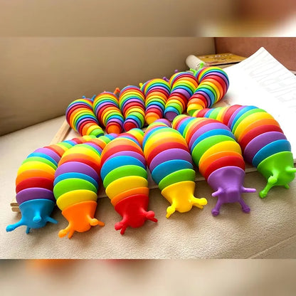 3D Slug Fidget Toy Colorful Slug Snail Toy Articulated Flexible All Ages Relief Anti-Anxiety Sensory Toys for Children by Smarsty