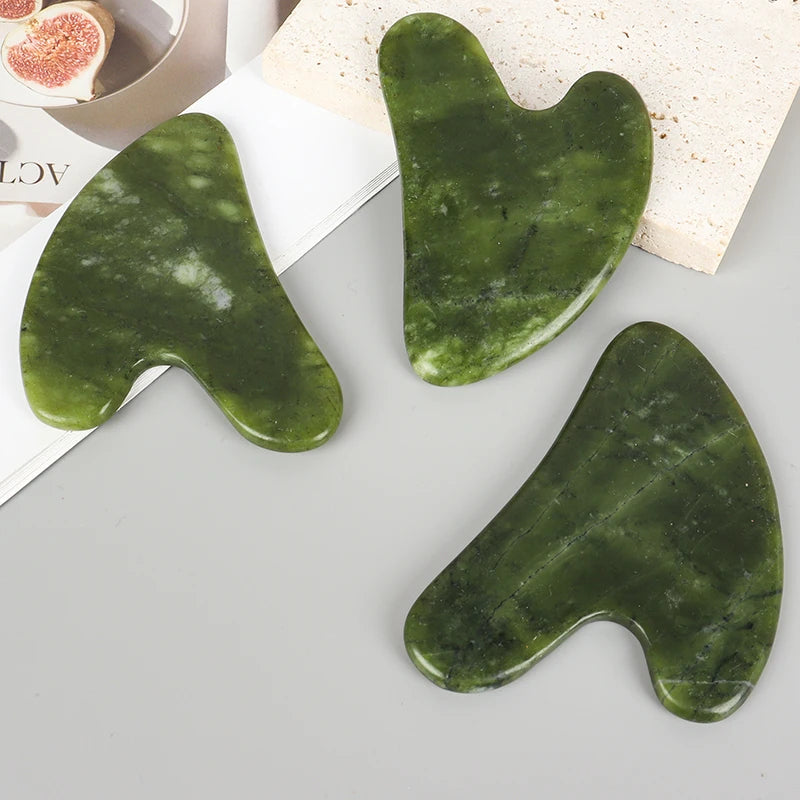 Helu Jade Gua Sha Tool Xiuyan Jade Heart-shape Massager Neck Massage Guasha Beauty Product Skin Care health Tool - Smarsty