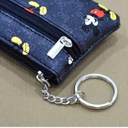 Disney Mickey Mouse Premium Genuine Leather Cartoon Phone Wallet Anime Coin Purse High-capacity Card Package Portable Wallet New
