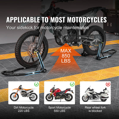 SucceBuy Motorcycle Stand Lift 850lbs Front Rear Combo Stand Lift Stand Front&Rear Wheel Fork Stand Heavy Duty Rear Wheel Stand - Smarsty
