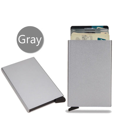 Anti Rfid Blocking Smart Wallet for Men Women ID Bank Credit Card Holder Metal Thin Slim Women Wallets Pop Up Minimalist Purse - Smarsty