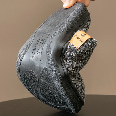 Memory Foam Cushion Slippers men Suede TPR Sole Platform Warm Soft Non Slip Stripe Comfortable Indoor Shoes Knited - Smarsty