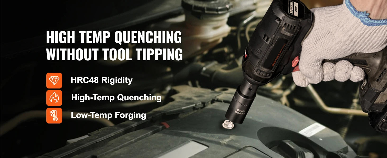 SucceBuy 1/2" Drive Impact Socket Set  6 Point Cr-V Alloy Steel for Auto Repair Easy-to-Read Size Markings Rugged Construction