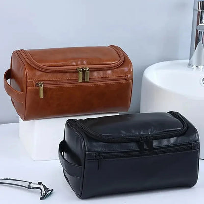 Leather Toiletry Bag for Men Women Dopp Kit Mens Hanging Toiletry Bag Travel Toiletry Bag for Traveling Large Cosmetic Bag for T - Smarsty