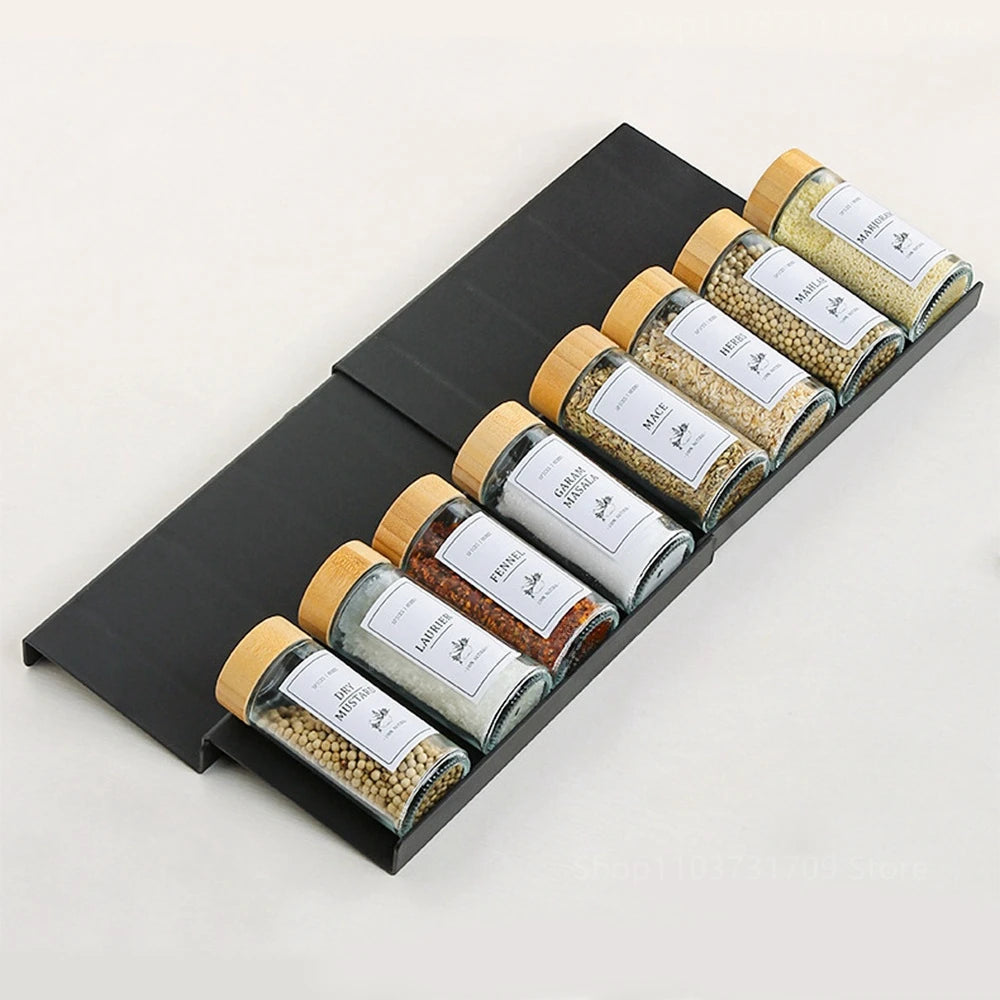 Drawer Spice racks for Kitchen 4 Layers Adjustable Spice Rack for Spice Jars Seasoning Shelf Cabinet Pantry Kitchen Organizer