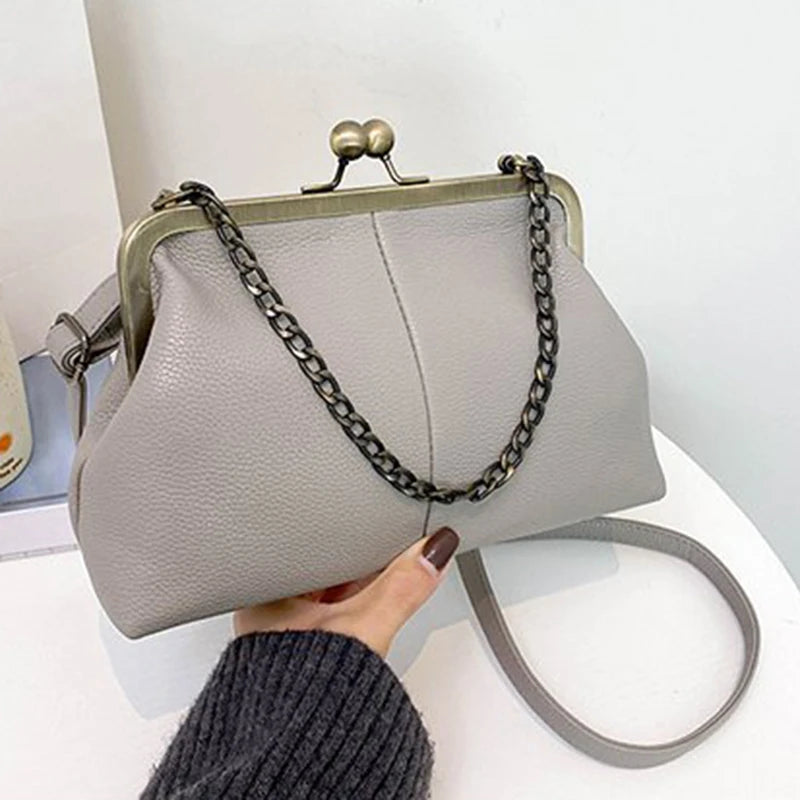 Vintage Soft Skin Shell Bag Lychee Pattern Crossbody - Smarsty