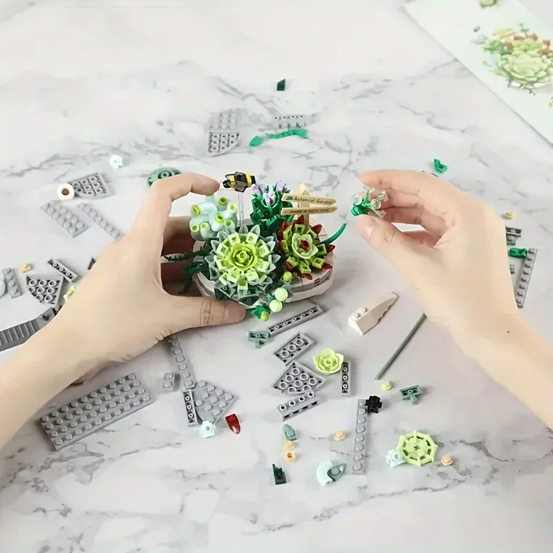 Mini Plant Bonsai Building Block Flower Plant Cherry Blossom Tree Potted Bouquet Model Bricks Home Decoration Toy For Kids Gifts - Smarsty