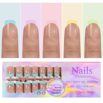 150 Piece Almond French False Nails Set for Easy Application - Smarsty