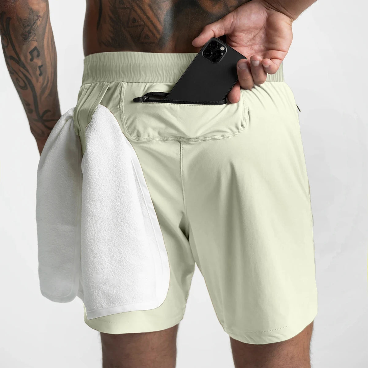 2024  Men's Running Shorts Single-Layer Woven Quick Dry Gym Solid Color Fitness Sports Casual Workout Sportswear Fifth Pants New - Smarsty