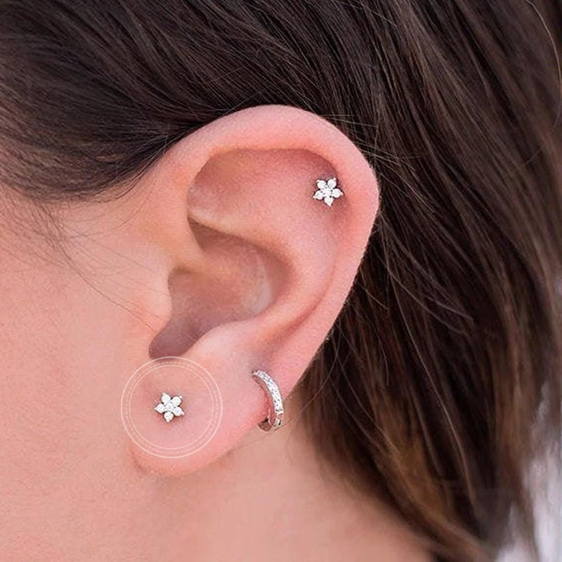 925 Sterling Silver Hoop Earrings White Crystal Luxury - Smarsty