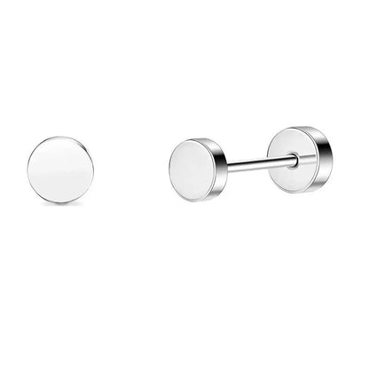 Stainless Steel Heart Moon Ear Studs Screw Back Cartilage - Smarsty