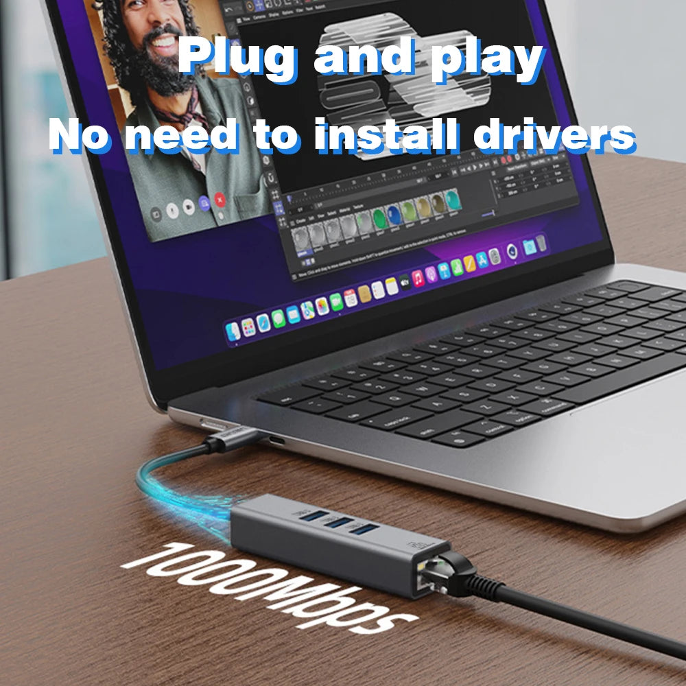 USB C Hub Docking Station With Gigabit Ethernet 100W Charge