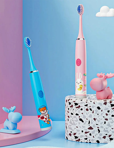 Child's Rechargeable Sonic Electric Toothbrush With Replacement Heads - Smarsty