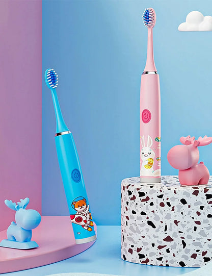 Child's Rechargeable Sonic Electric Toothbrush With Replacement Heads - Smarsty