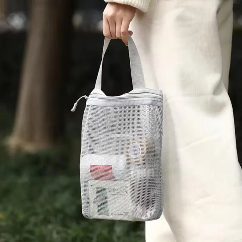 Mesh Makeup Toiletry Storage Bags Handbags Portable Travel Washing Body Shower Tools Organizer Hanging Cosmetic Organizer Pouch - Smarsty