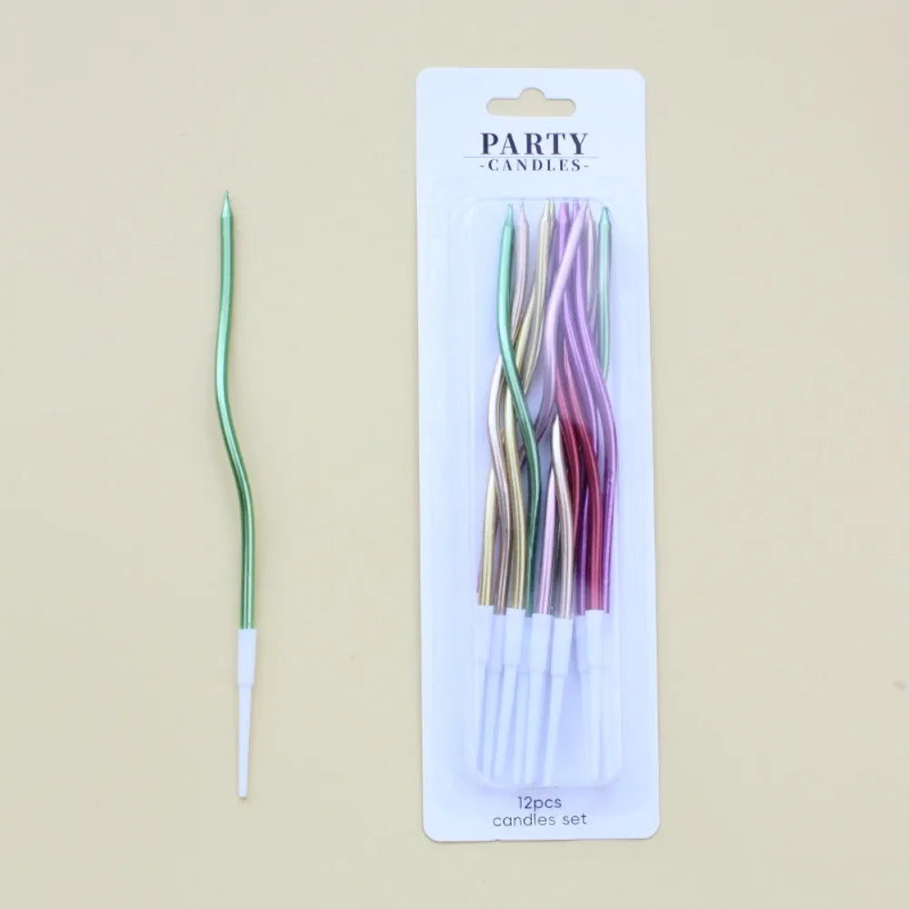 6/12/48pcs/1case Birthday Candles Spiral Cake Candles  Long Thin Cake Candles For Wedding Party And Cake Decoration - Smarsty