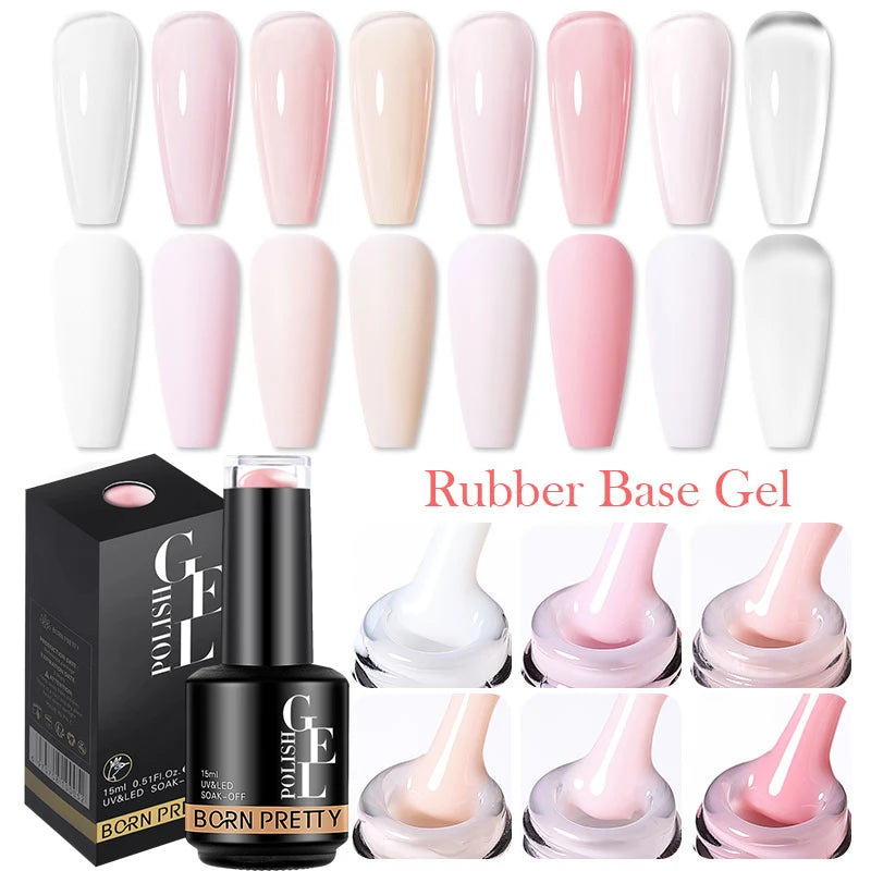 Born Pretty Milky Pink Rubber Base Gel Polish 15ml Self Leveling Formula - Smarsty