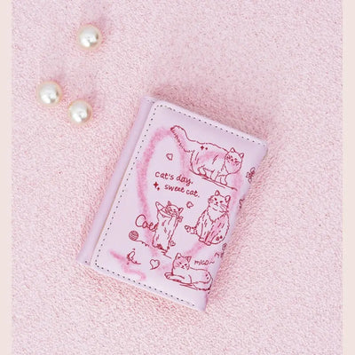 New Women Wallets Female Leather Purses Card Holders Graffiti Cat Portable Coin Purse Large Capacity Money Bag - Smarsty