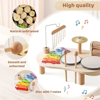 Baby Educational Toys Wooden Aeolian Bells Montessori Children's Musical Toys Xylophone Newborn Birthday Gifts Music Table Toys - Smarsty