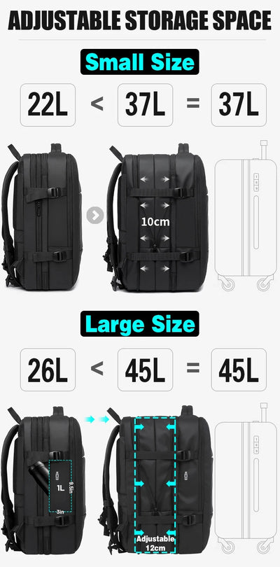 BANGE Travel Backpack Men Business Backpack School Expandable USB Bag Large Capacity 17.3 Laptop Waterproof Fashion Backpack - Smarsty