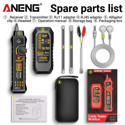 ANENG M469A Network Cable Tracker Tool with RJ45 and RJ11 Support - Smarsty