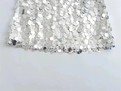 Silver Sequin Skirt Woman High Waist Mini Skirt Woman Fashion Shiny Glitter Elegant Short Skirts For Women Y2k Skirts - Smarsty