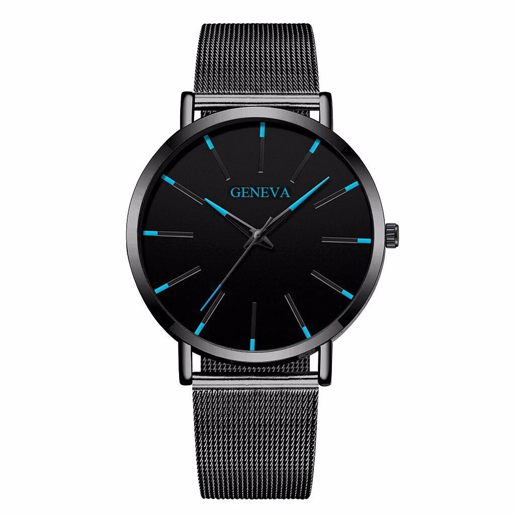 Ultra Thin Men's Quartz Watch with Steel Mesh Band - Smarsty