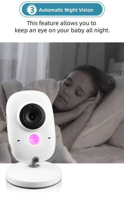 TakTark 3.2 Inch Wireless Video Baby Monitor With Lullabies Auto Night Vision Two Way Intercom Temperature Monitoring Babysitter by Smarsty